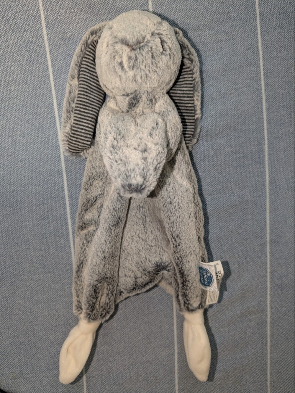 🐰 Mary Meyer Silky Gray Bunny Lovey Security Blanket Plush 13" Baby Cuddly Toy